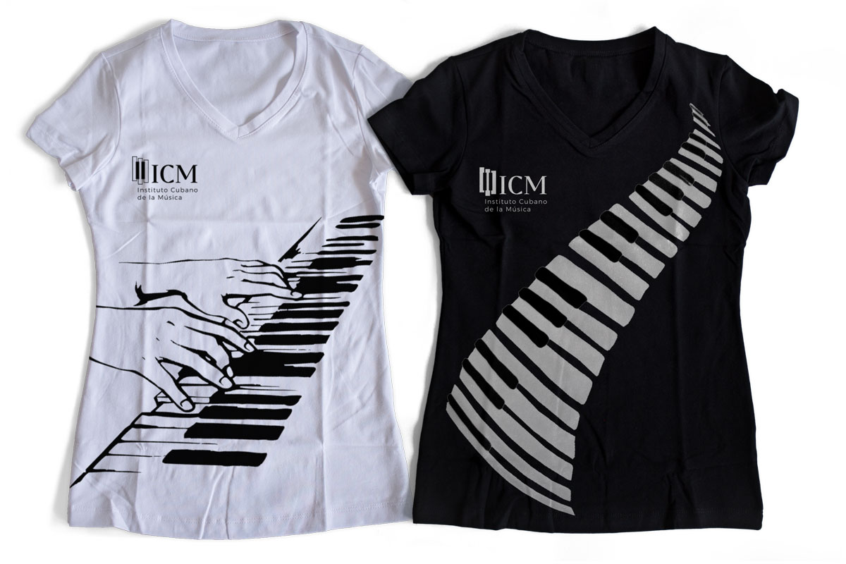 Instituto Cubano de la Música-la marca sobre t-shirts promocionales