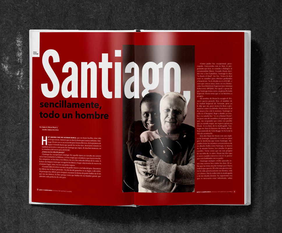 Diseño interior del libro "Arte y compromiso: Un siglo de Santiago Álvarez"