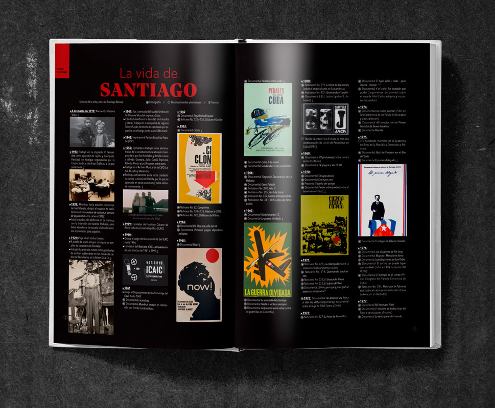 Diseño interior del libro "Arte y compromiso: Un siglo de Santiago Álvarez"