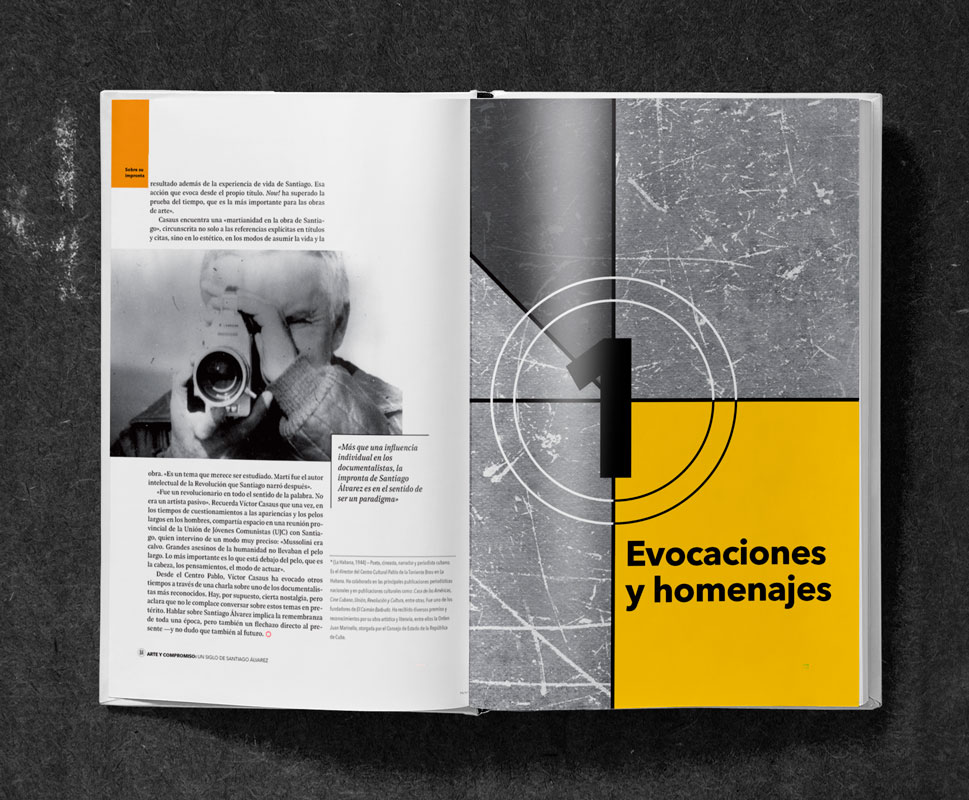 Diseño interior del libro "Arte y compromiso: Un siglo de Santiago Álvarez"
