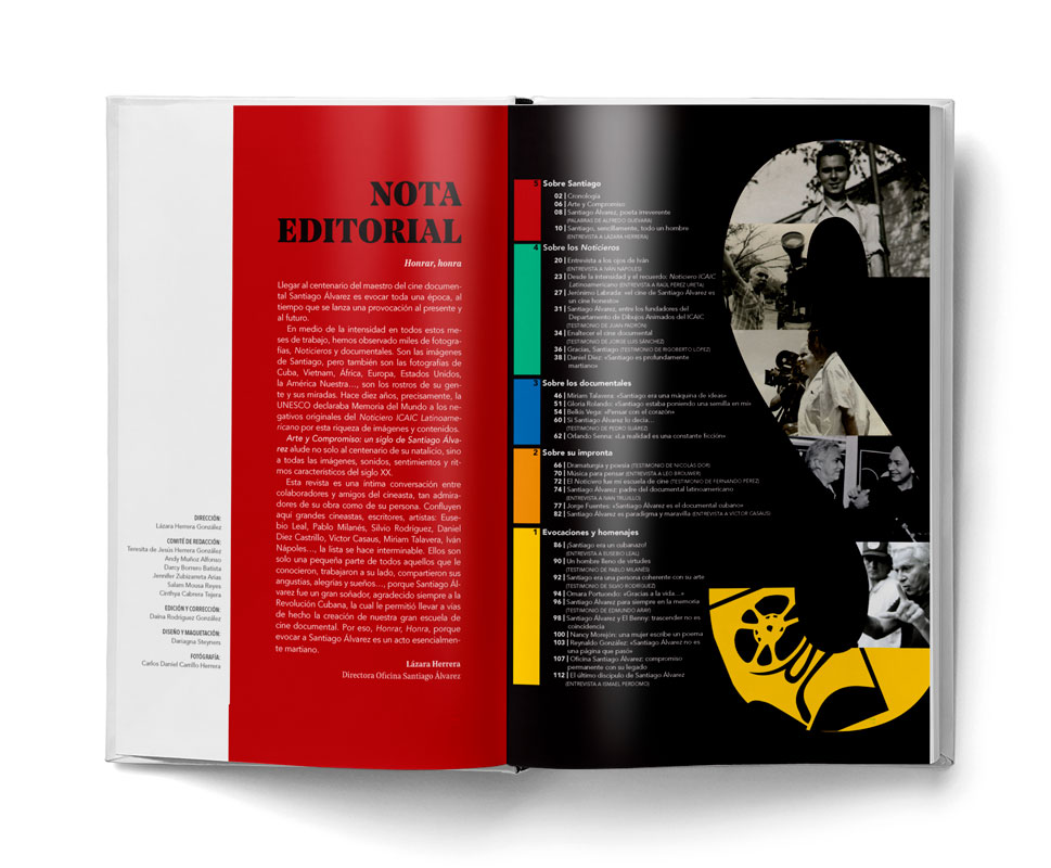 Diseño interior del libro "Arte y compromiso: Un siglo de Santiago Álvarez"