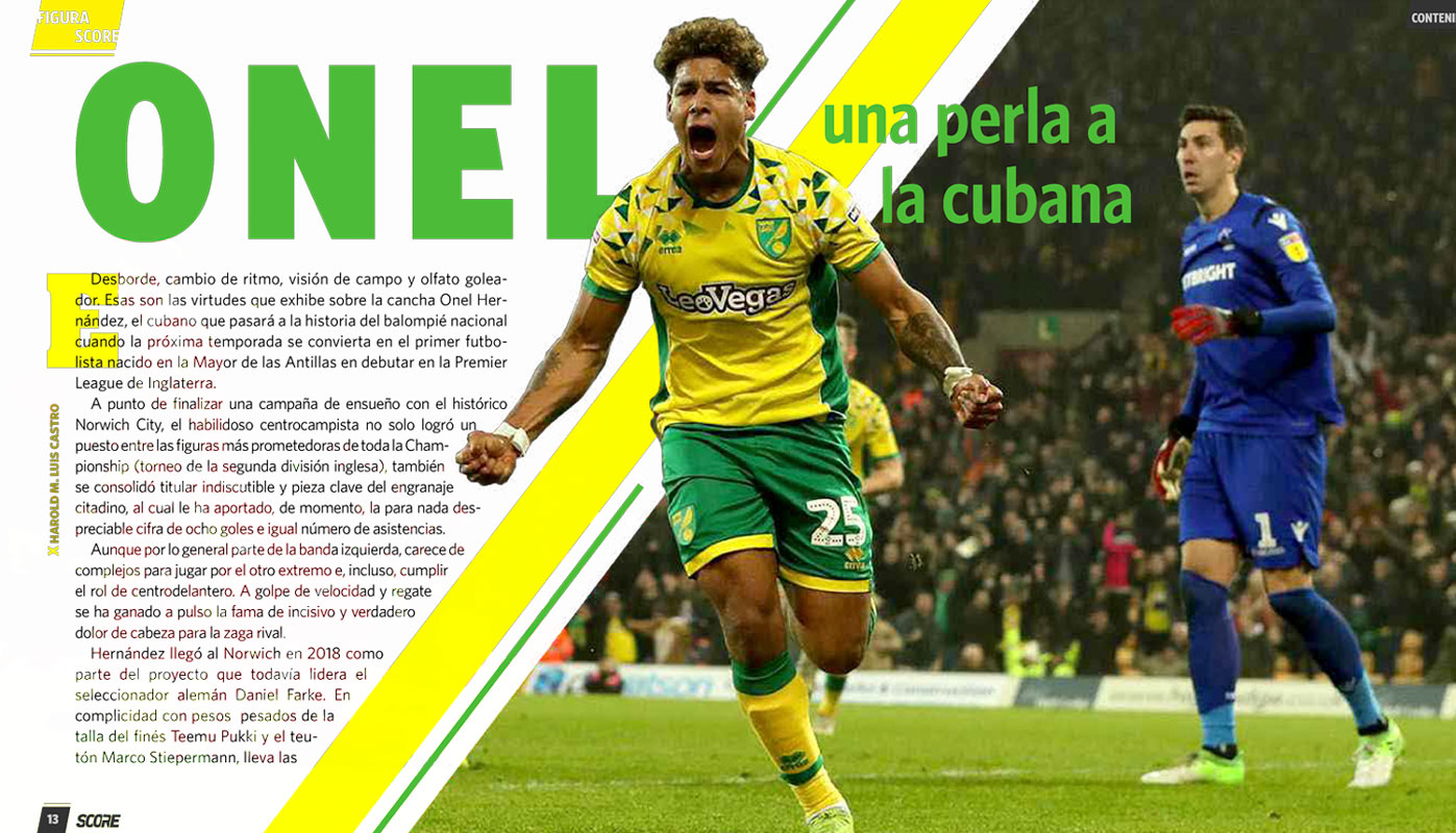 Diseño de artículo sobre Onel Hernández, en la revista SCORE