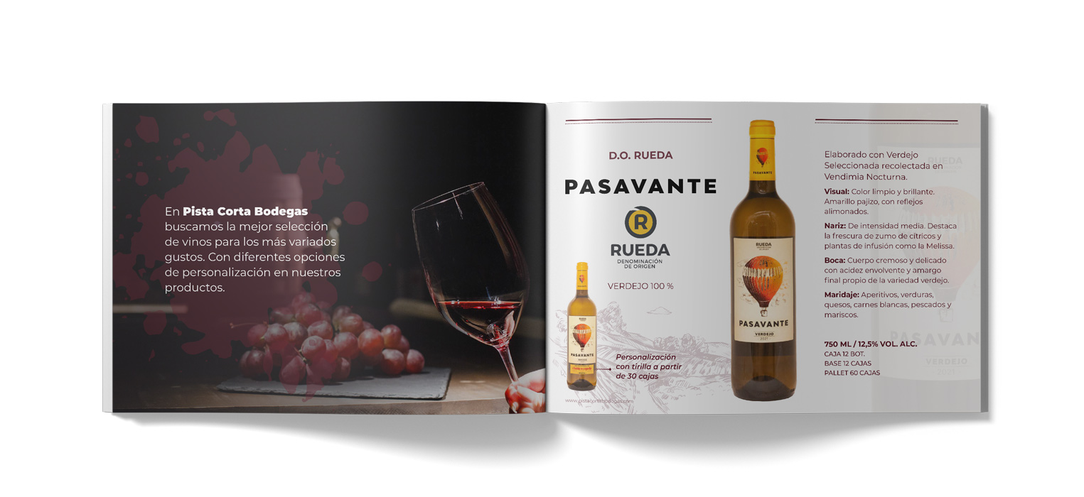 Diseños para Pista Corta Bodegas. Diseño editorial de catálogo