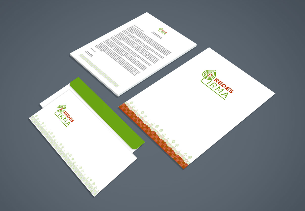 Redes Irma, diseño de papelería